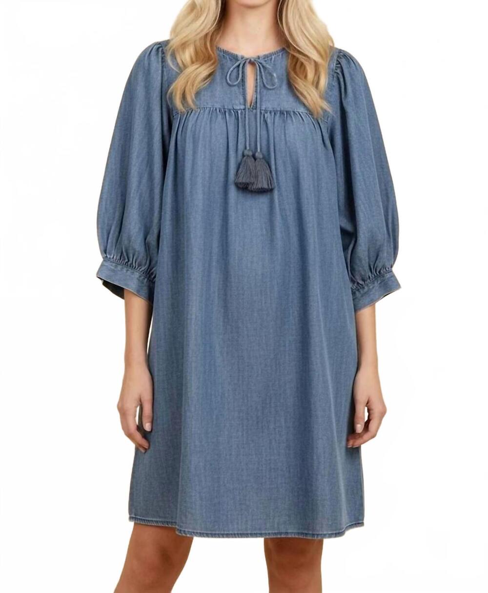 NEW HEIMISH USA lucia denim short dress in blue
